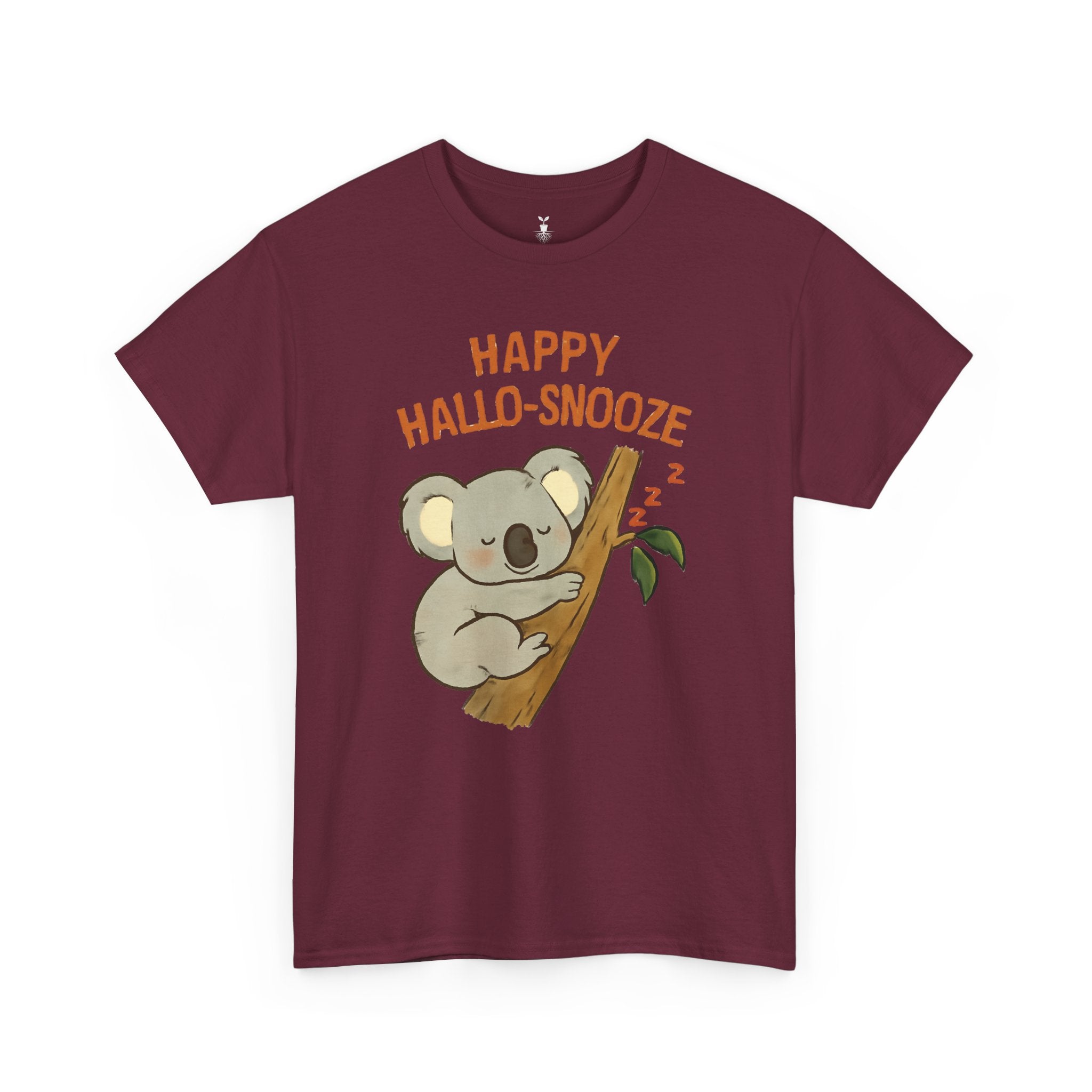 Happy Hallo-Snooze T-Shirt – Funny Sleeping Koala Halloween Graphic Tee, Cute Spooky Season Shirt with Autumn Vibes