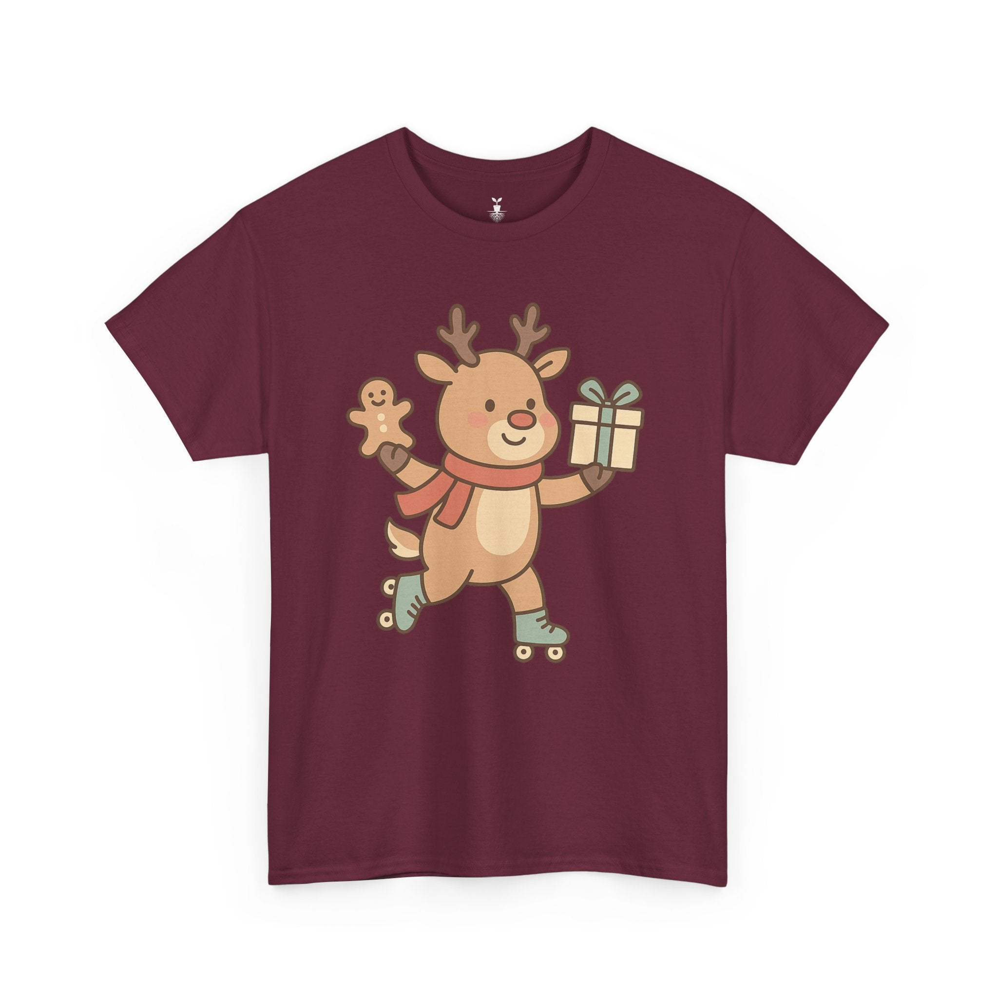 Christmas  Cute Reindeer with Gift & Gingerbread T-Shirt