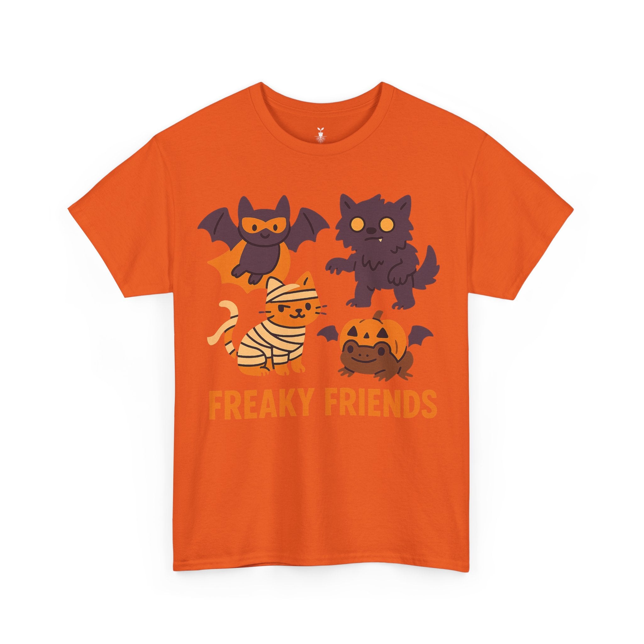 Freaky Friends Bat, Mummy Cat, Werewolf & Pumpkin T-Shirt
