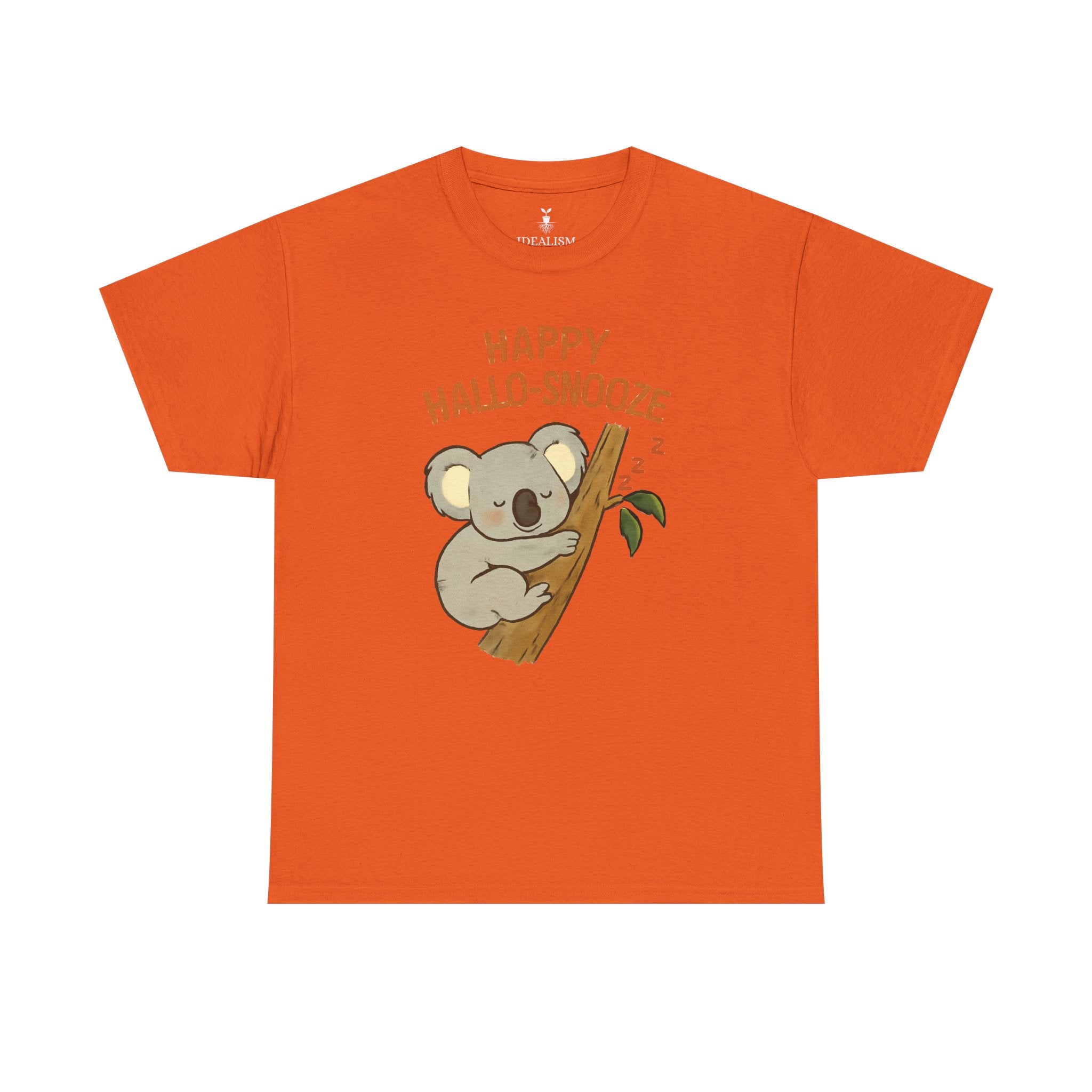 Happy Hallo-Snooze T-Shirt – Funny Sleeping Koala Halloween Graphic Tee, Cute Spooky Season Shirt with Autumn Vibes