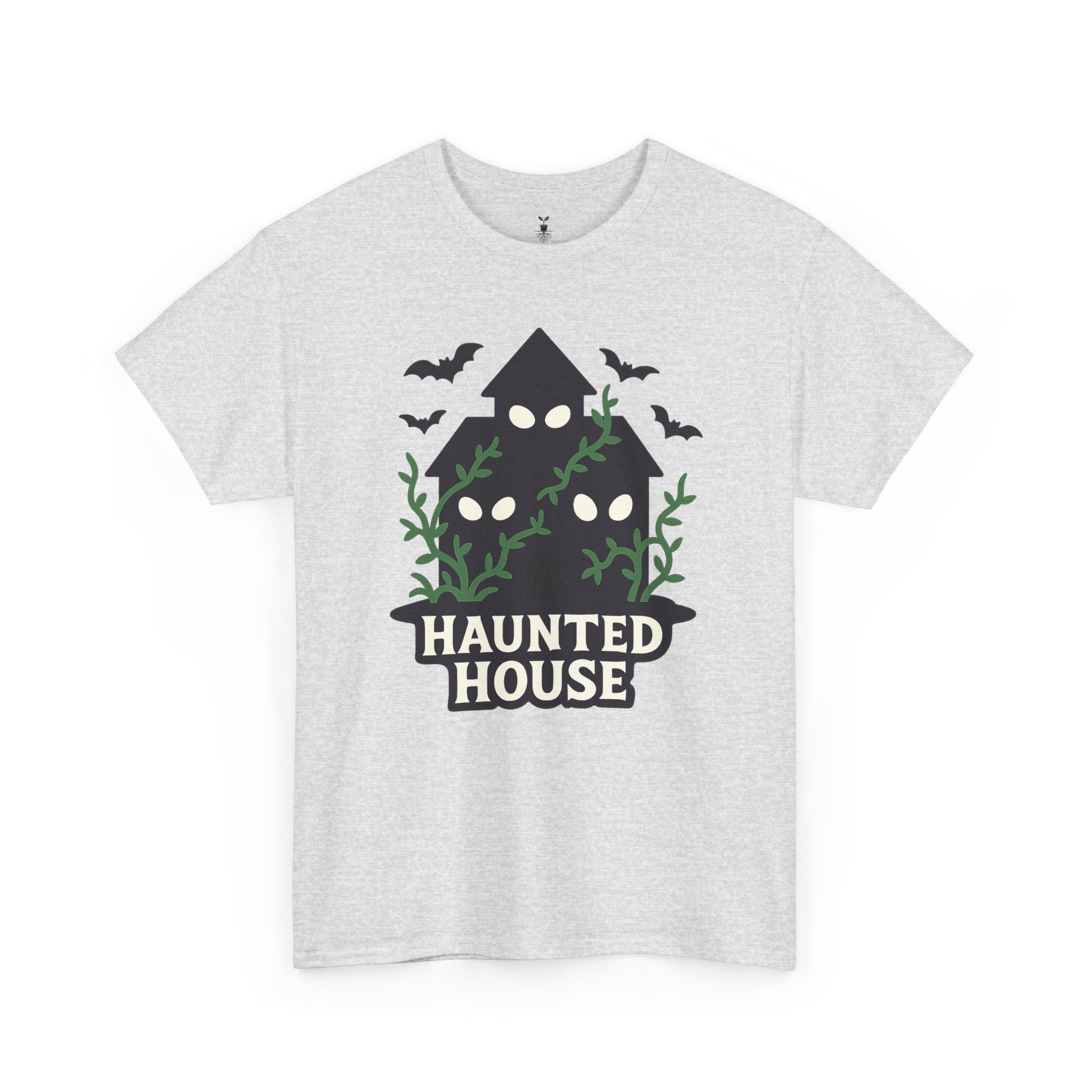 Haunted House with Creepy Eyes, Bats, and Vines Halloween T-Shirt