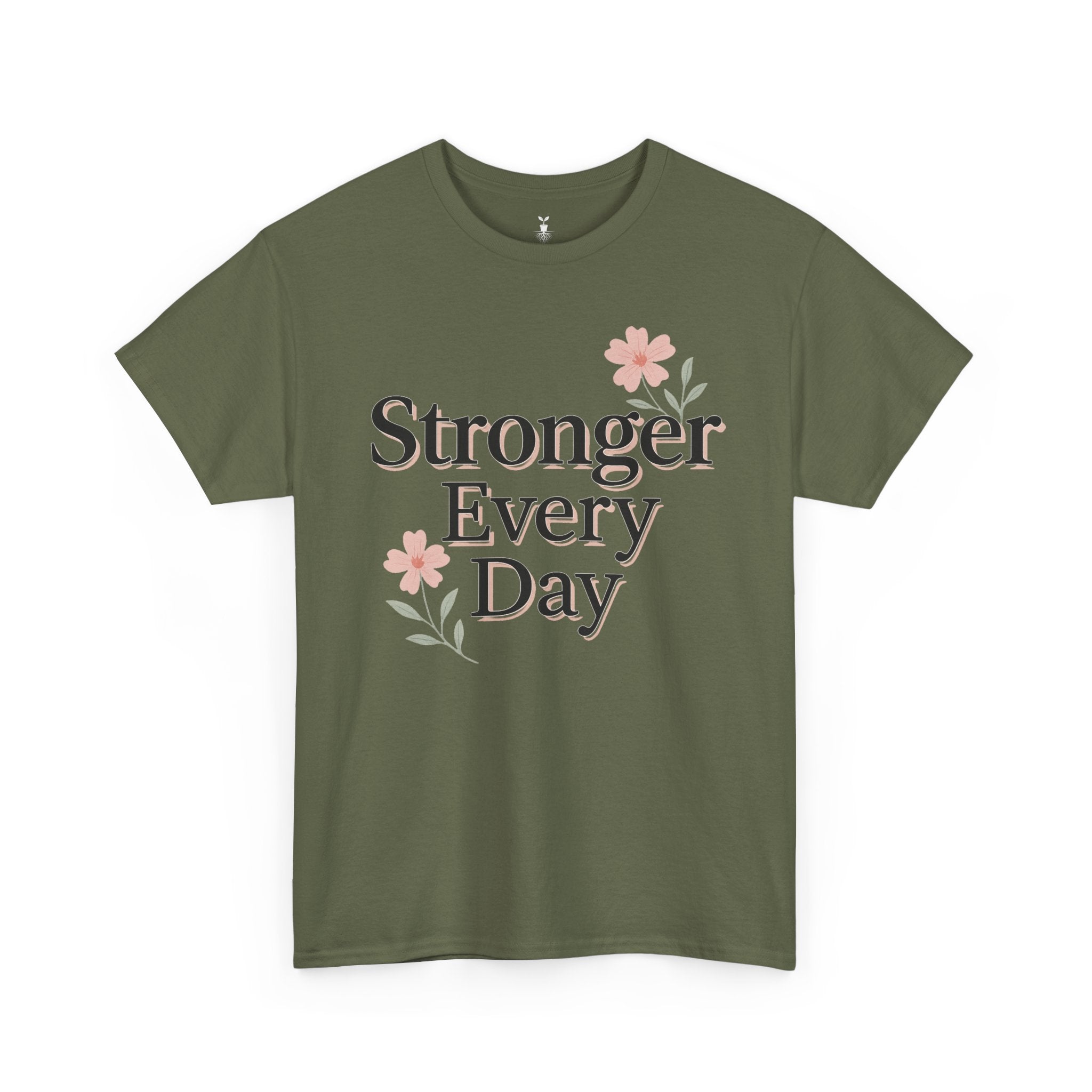 Floral  Stronger Every Day Motivational T-Shirt