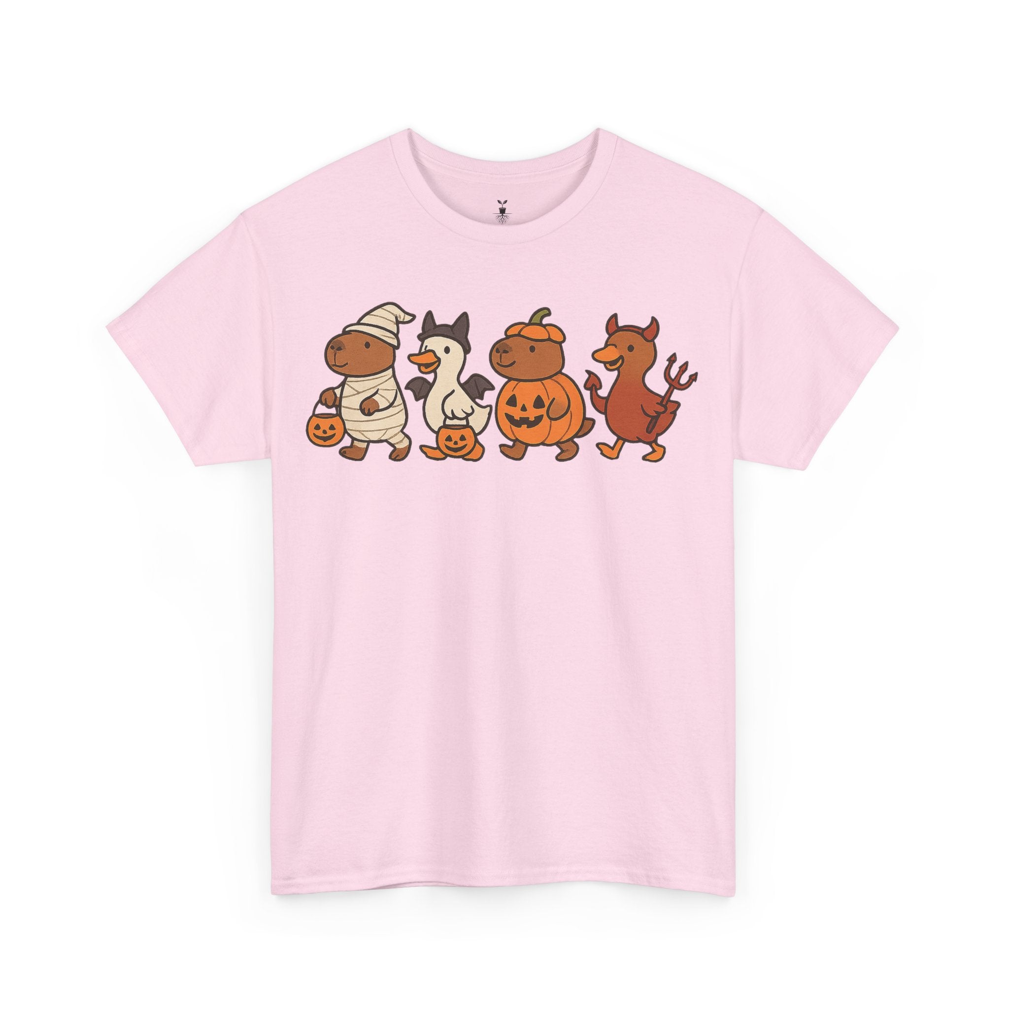 Capibara Mummy Pumpkin Bat and Duck Devil Halloween T-Shirt