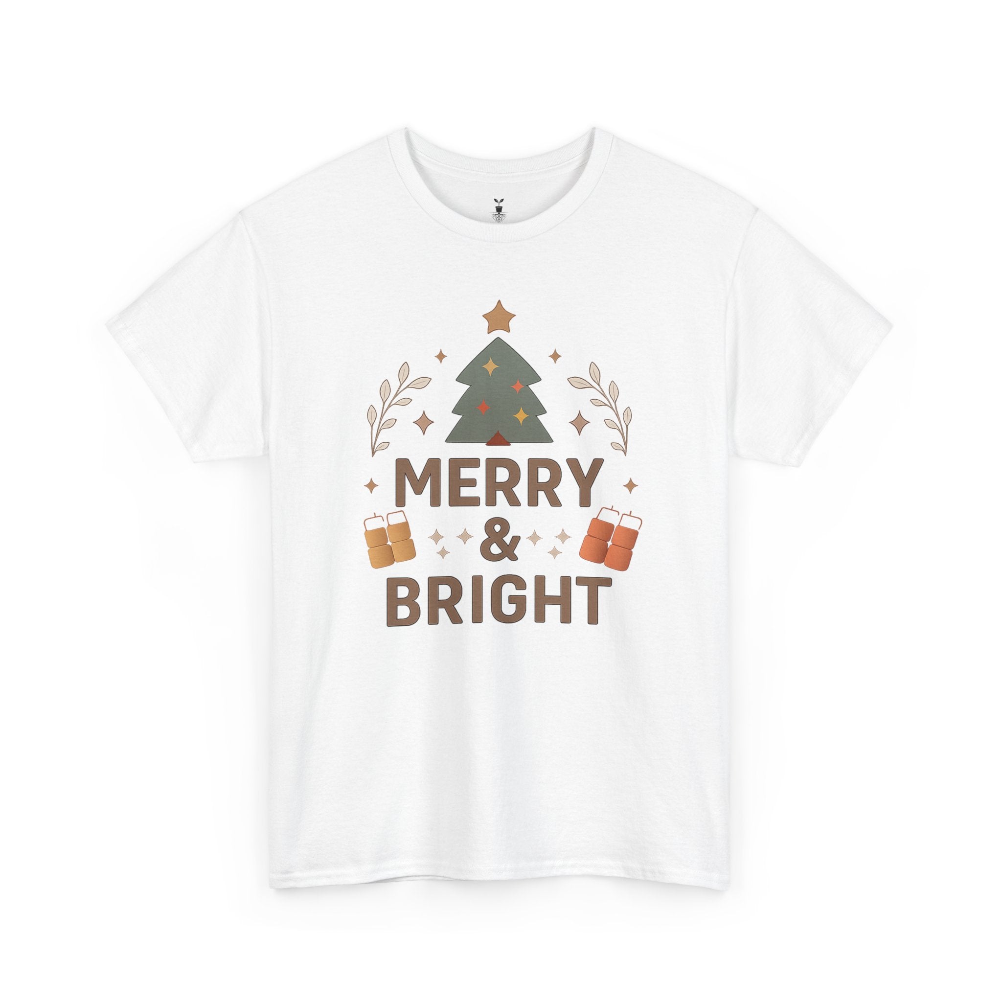 Merry & Bright Christmas Tree Graphic T-Shirt