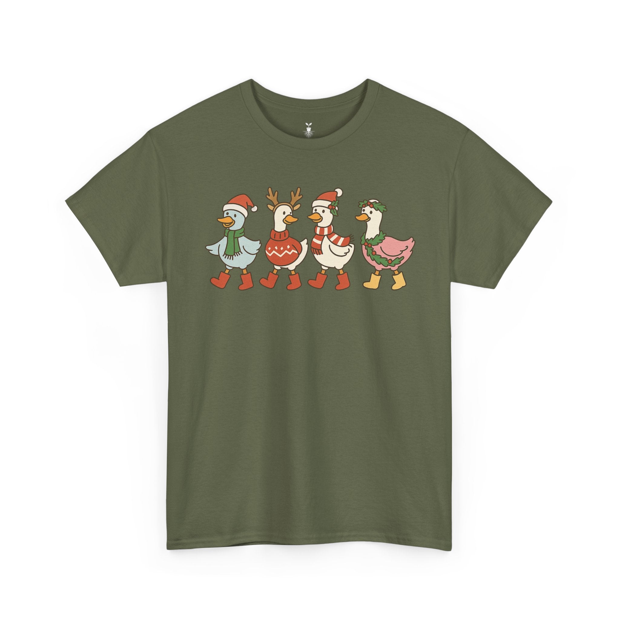 Aesthetic Christmas Ducks Santa Hat, Sweater, and Reindeer Style T-Shirt