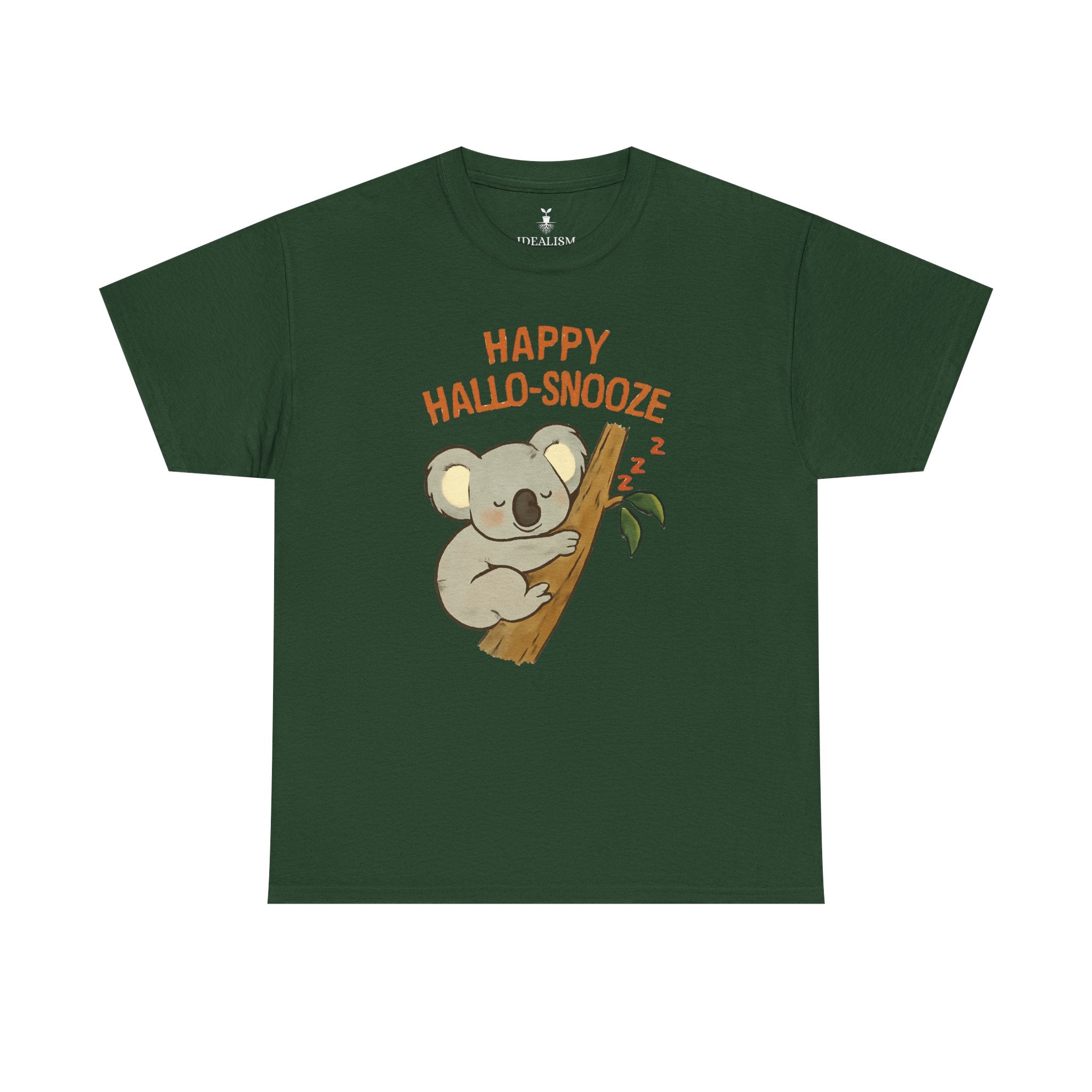 Happy Hallo-Snooze T-Shirt – Funny Sleeping Koala Halloween Graphic Tee, Cute Spooky Season Shirt with Autumn Vibes