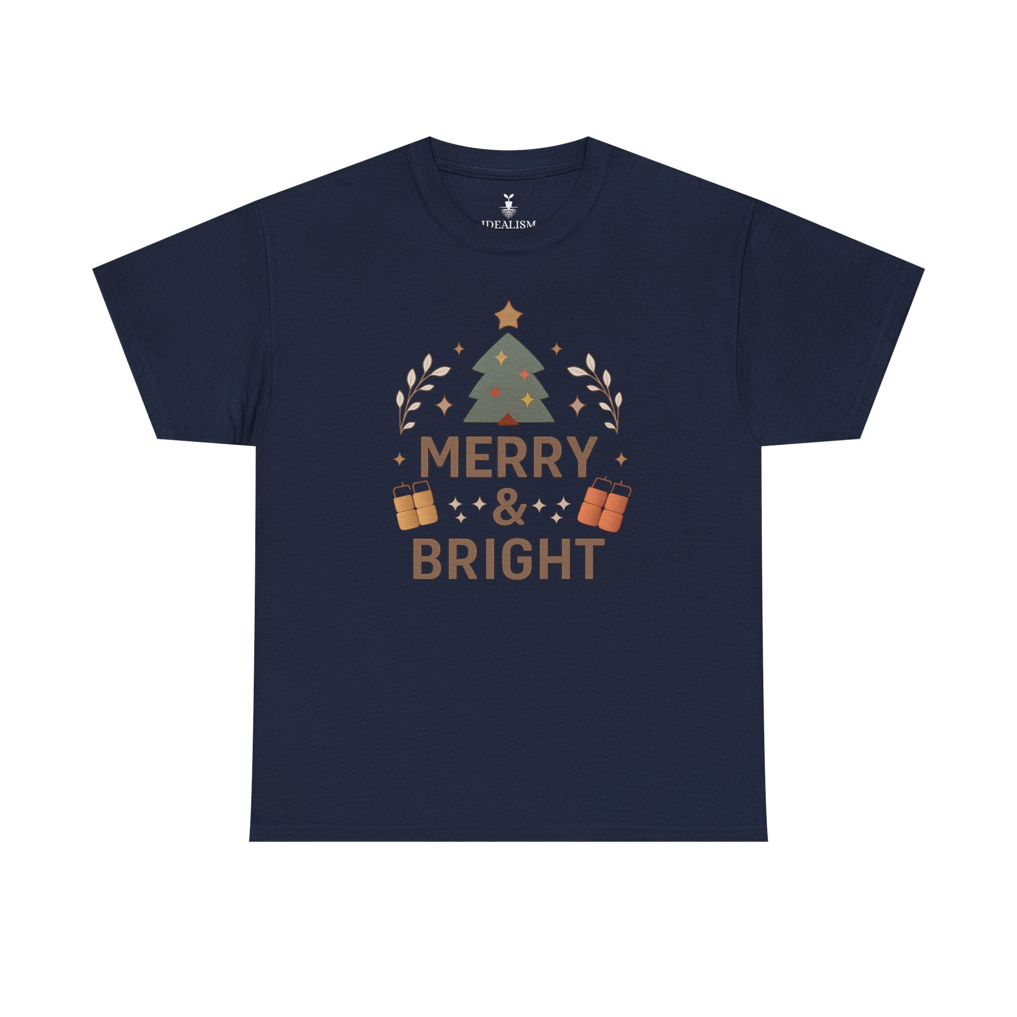 Merry & Bright Christmas Tree Graphic T-Shirt