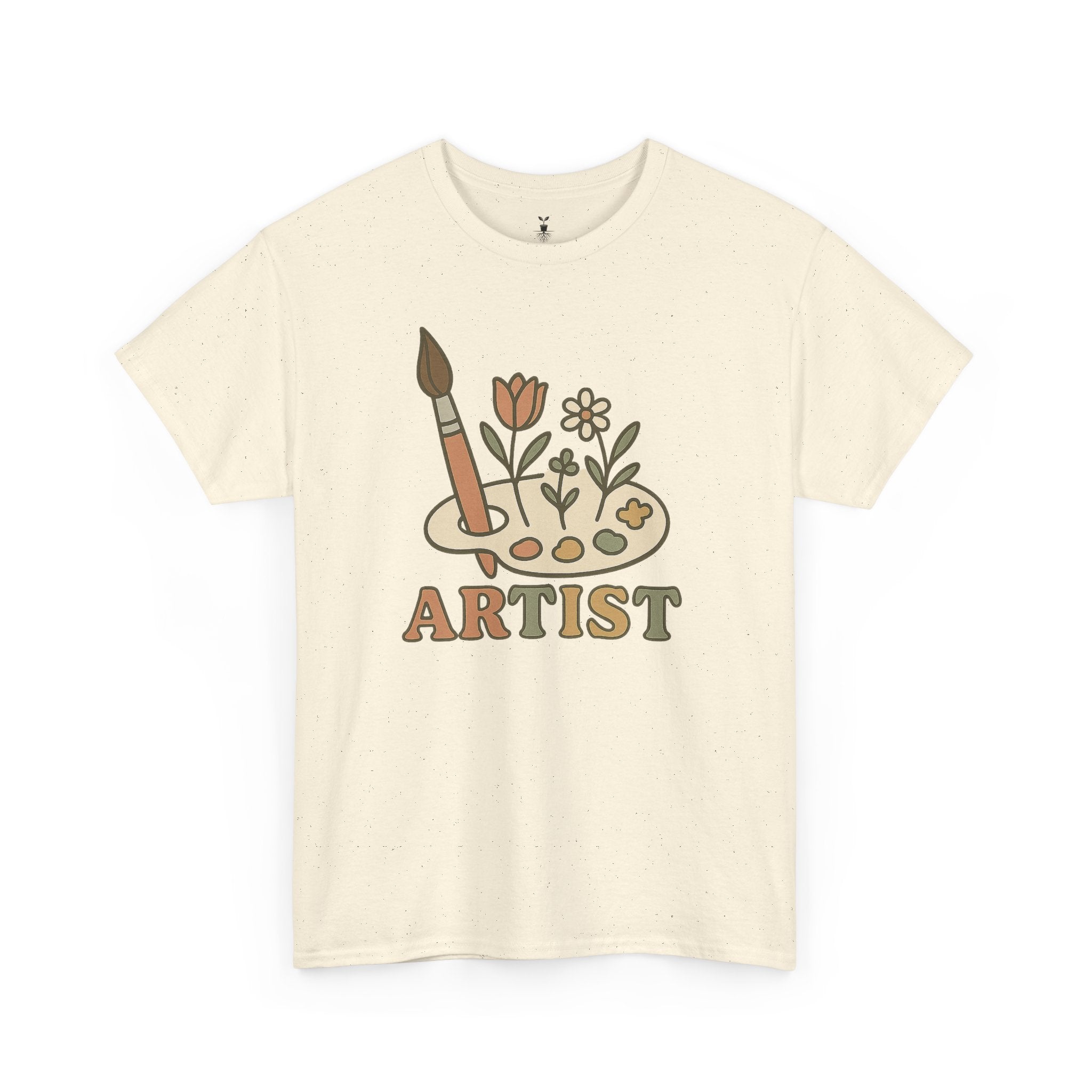Retro Boho Artist Paint Palette and Floral T-Shirt