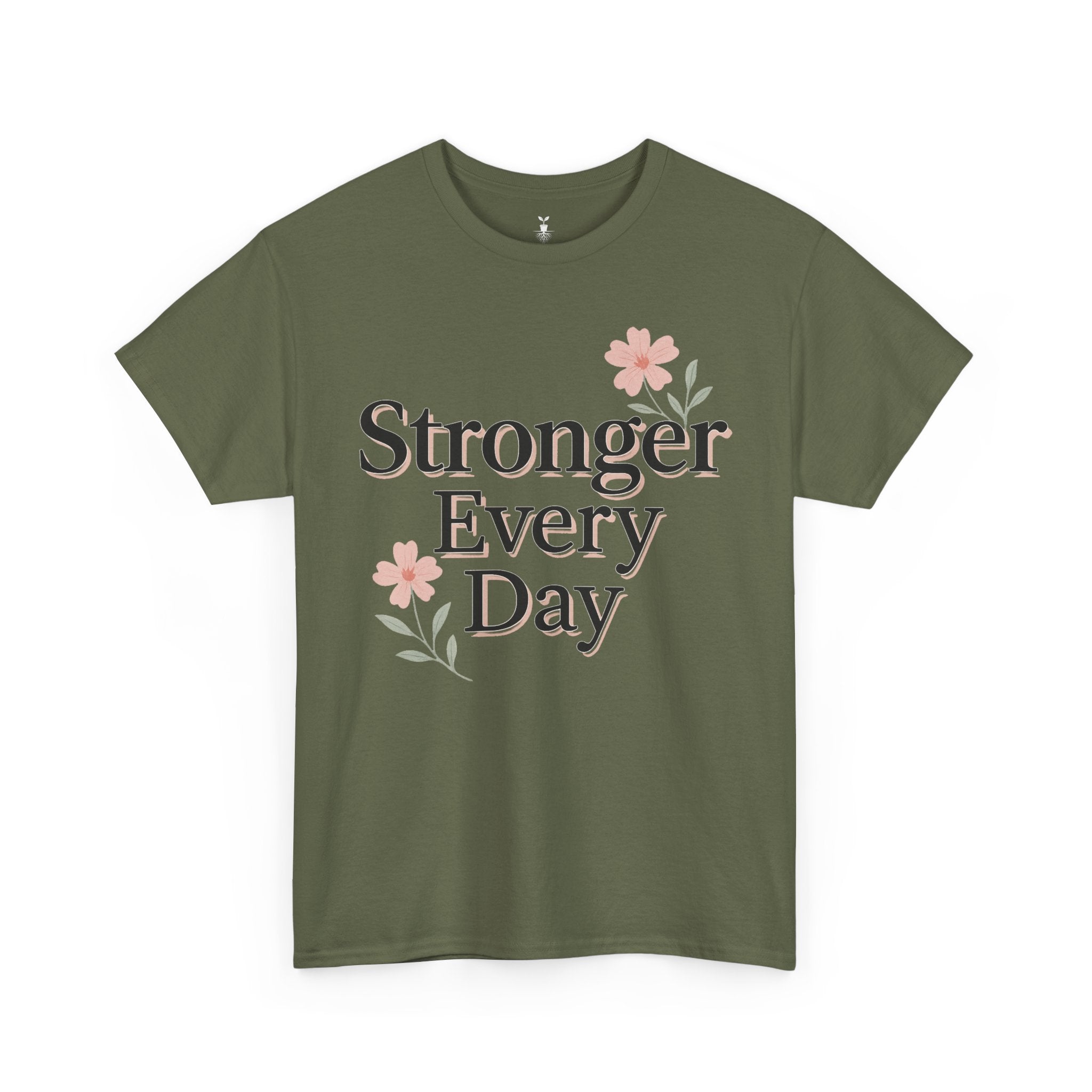 Floral  Stronger Every Day Motivational T-Shirt