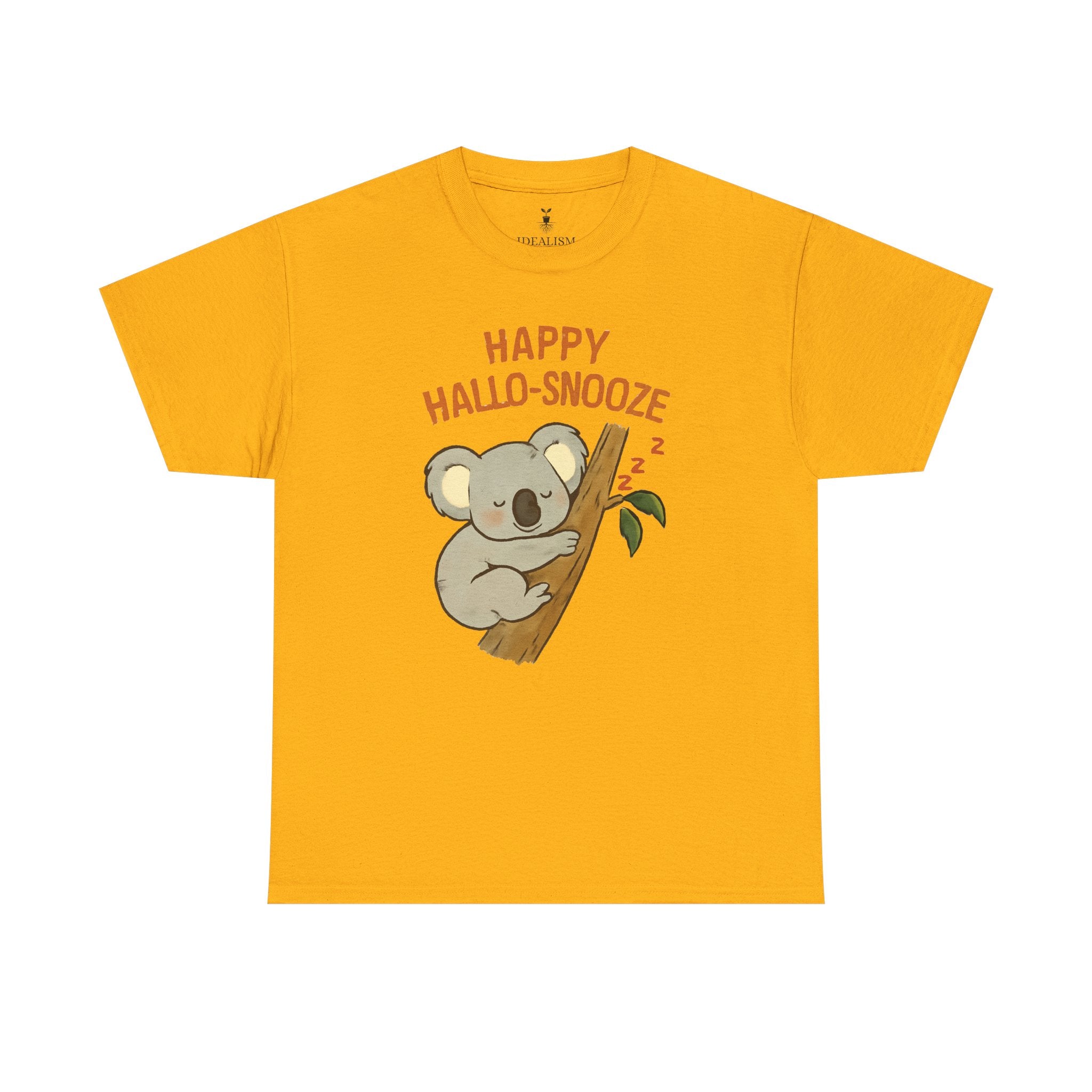 Happy Hallo-Snooze T-Shirt – Funny Sleeping Koala Halloween Graphic Tee, Cute Spooky Season Shirt with Autumn Vibes