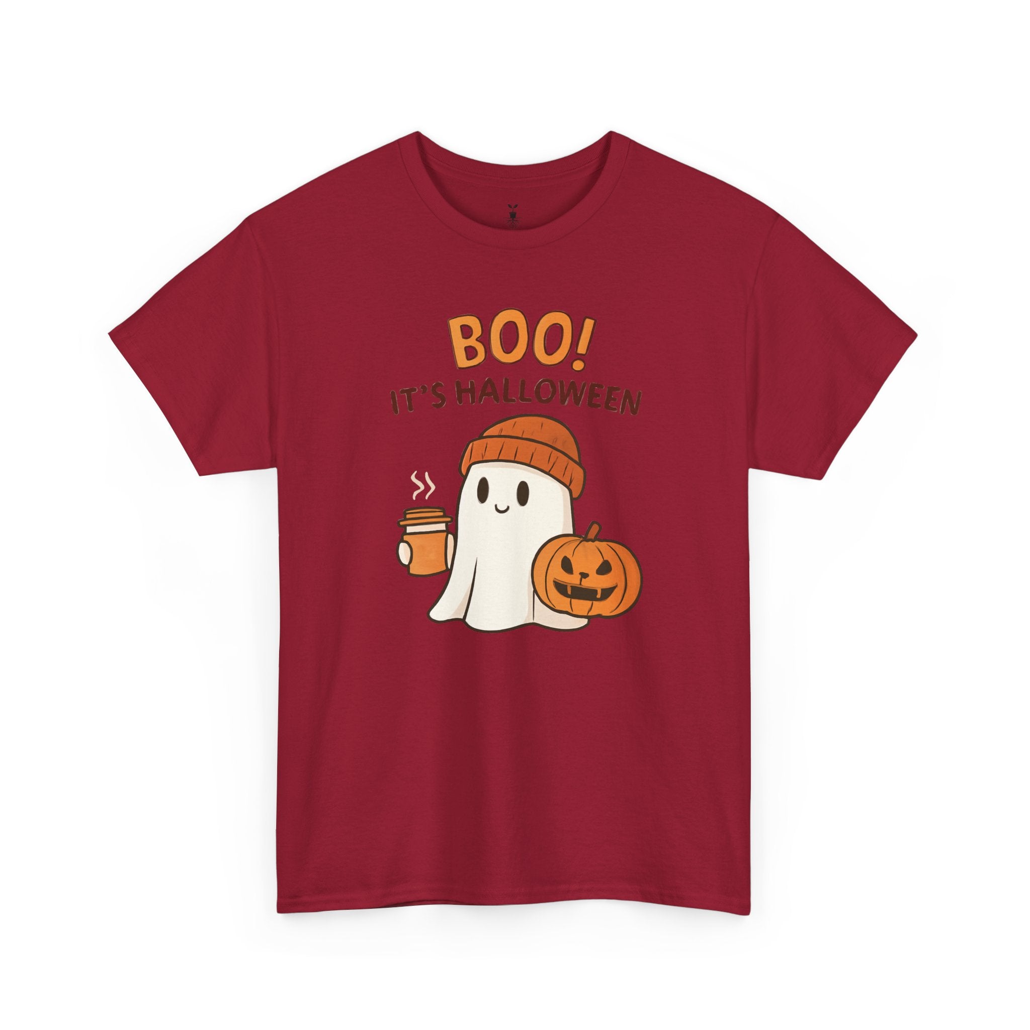 Cute Ghost with Pumpkin and Coffee Cup Boo T-Shirt