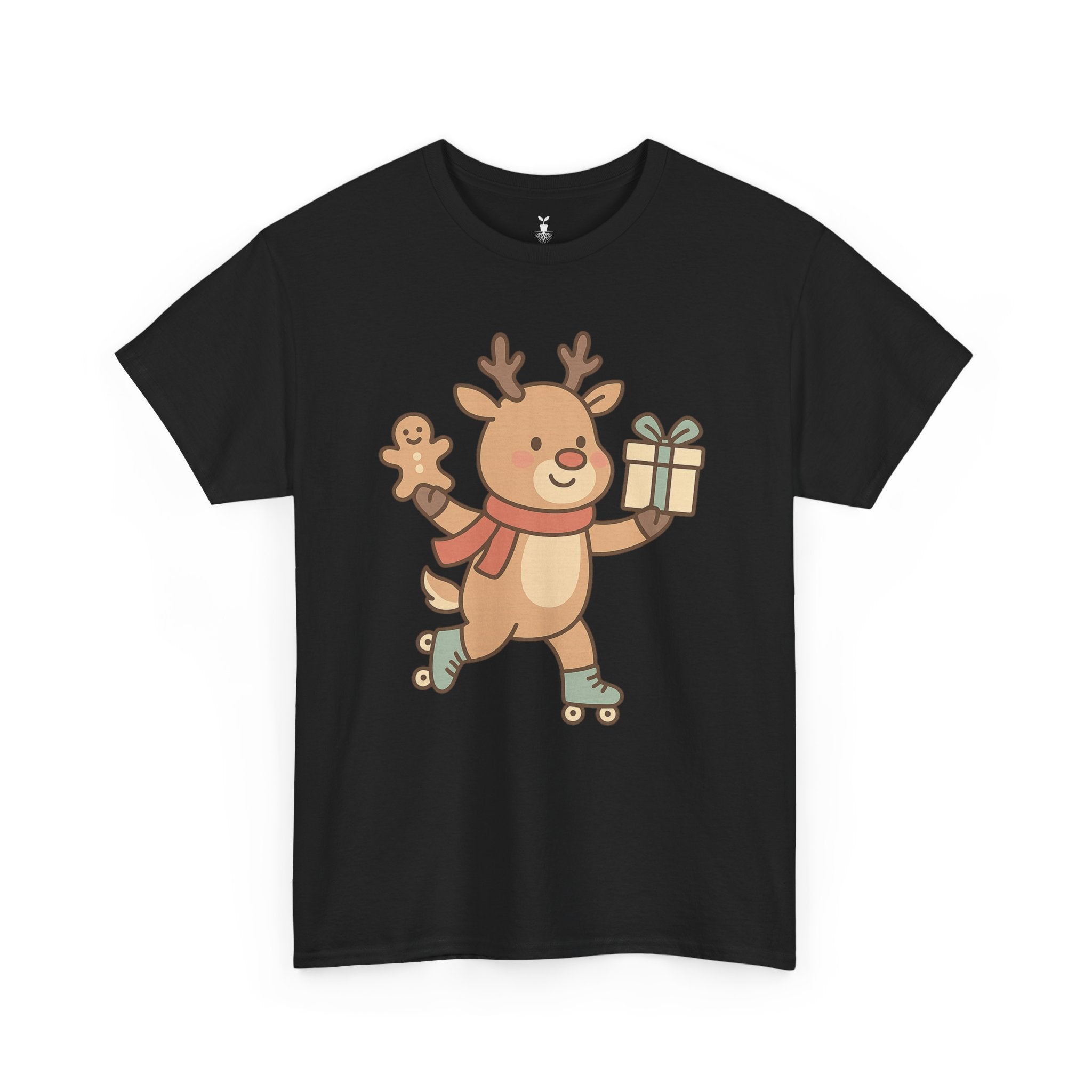 Christmas  Cute Reindeer with Gift & Gingerbread T-Shirt