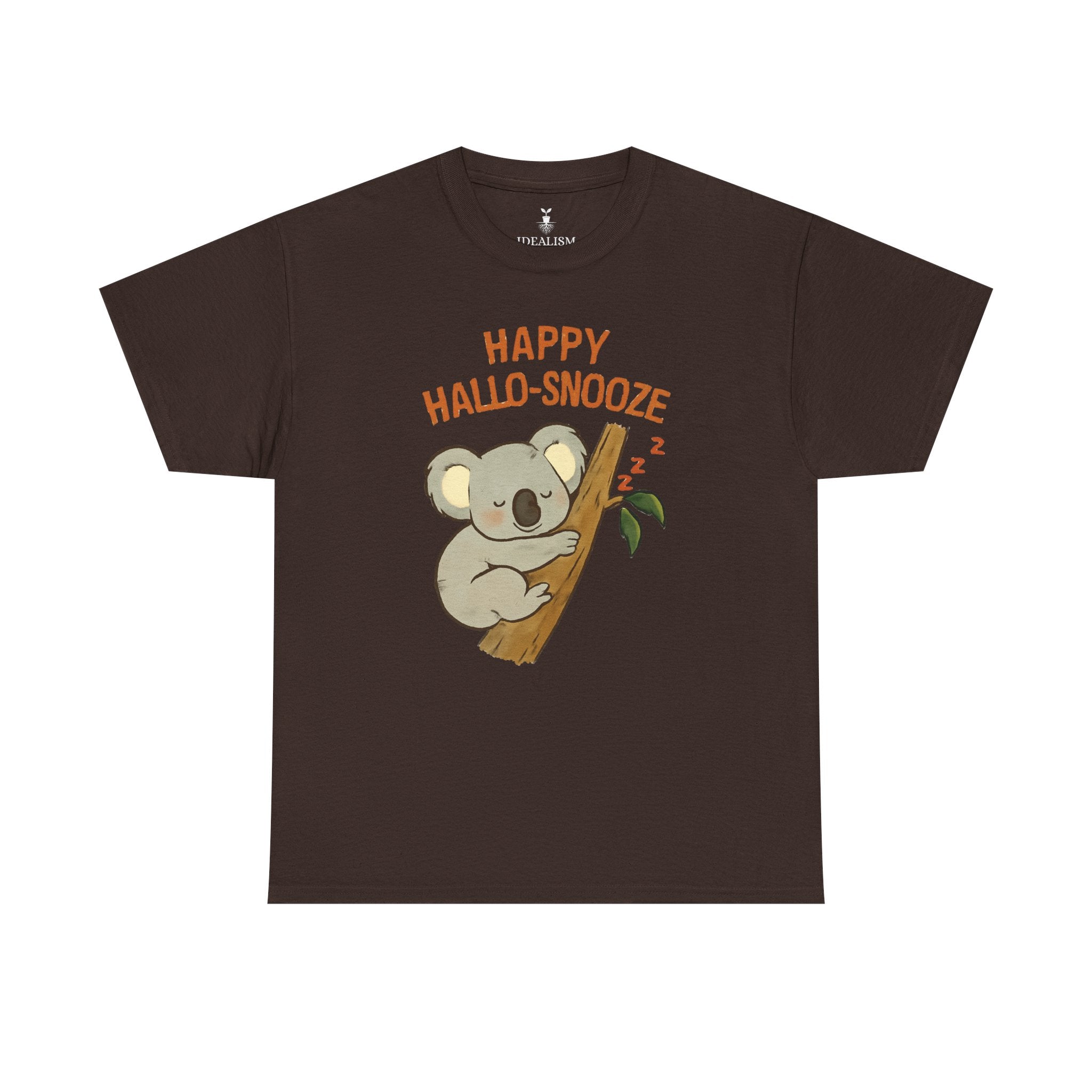 Happy Hallo-Snooze T-Shirt – Funny Sleeping Koala Halloween Graphic Tee, Cute Spooky Season Shirt with Autumn Vibes