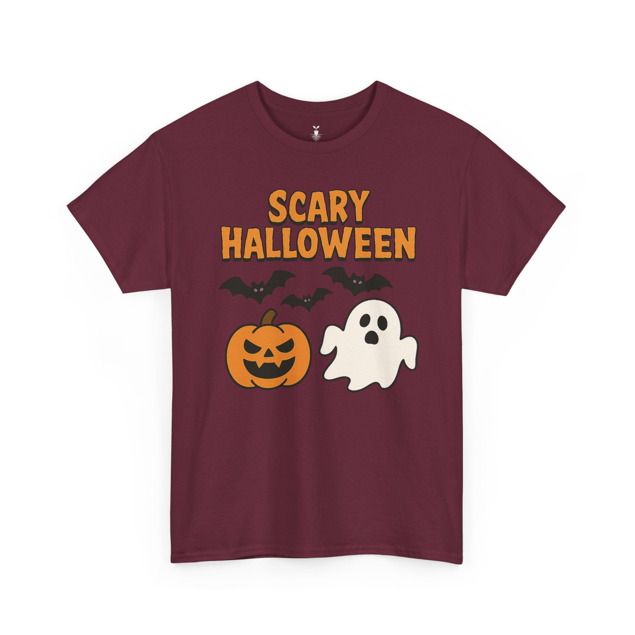 Scary Halloween with Ghost, Pumpkin, and Bats T-Shirt