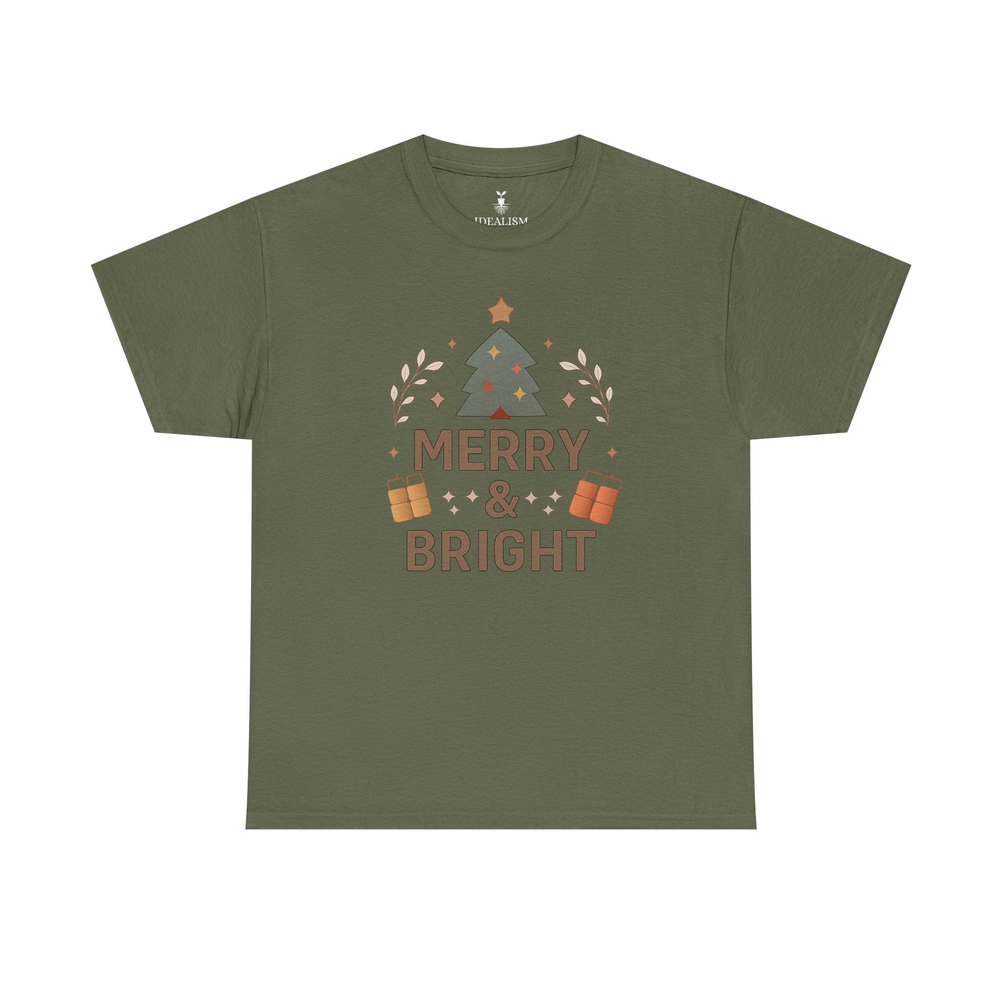 Merry & Bright Christmas Tree Graphic T-Shirt