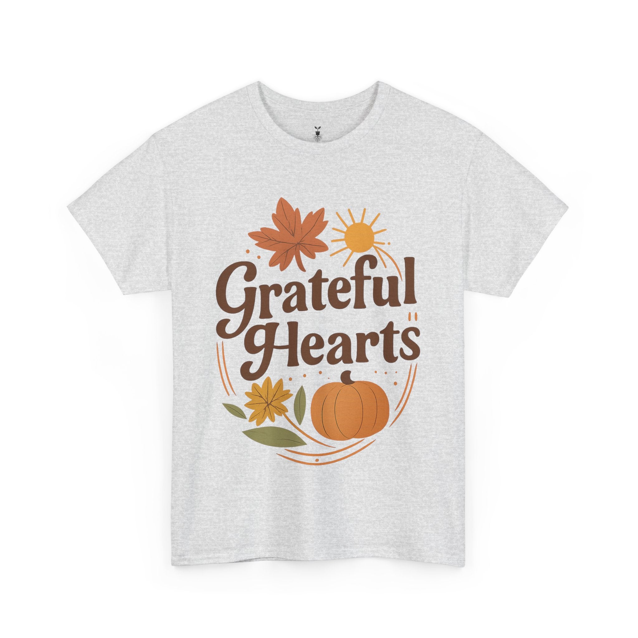 Boho Aesthetic Pumpkin and Maple Leaf Grateful Hearts T-Shirt