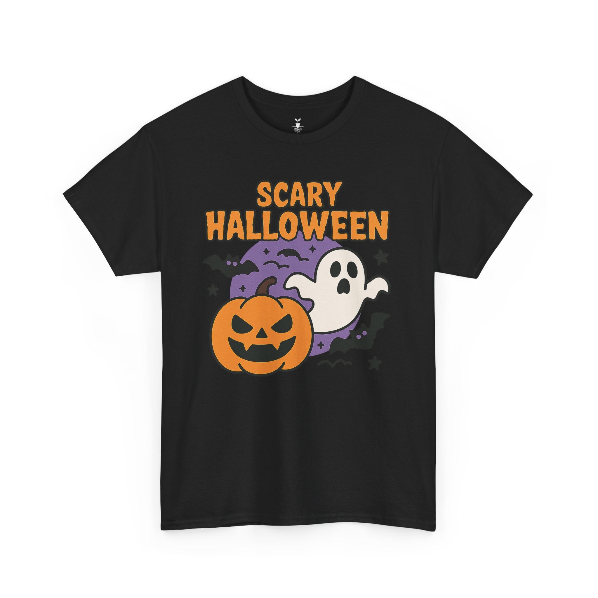 Scary Halloween with Ghost, Pumpkin, and Bats T-Shirt