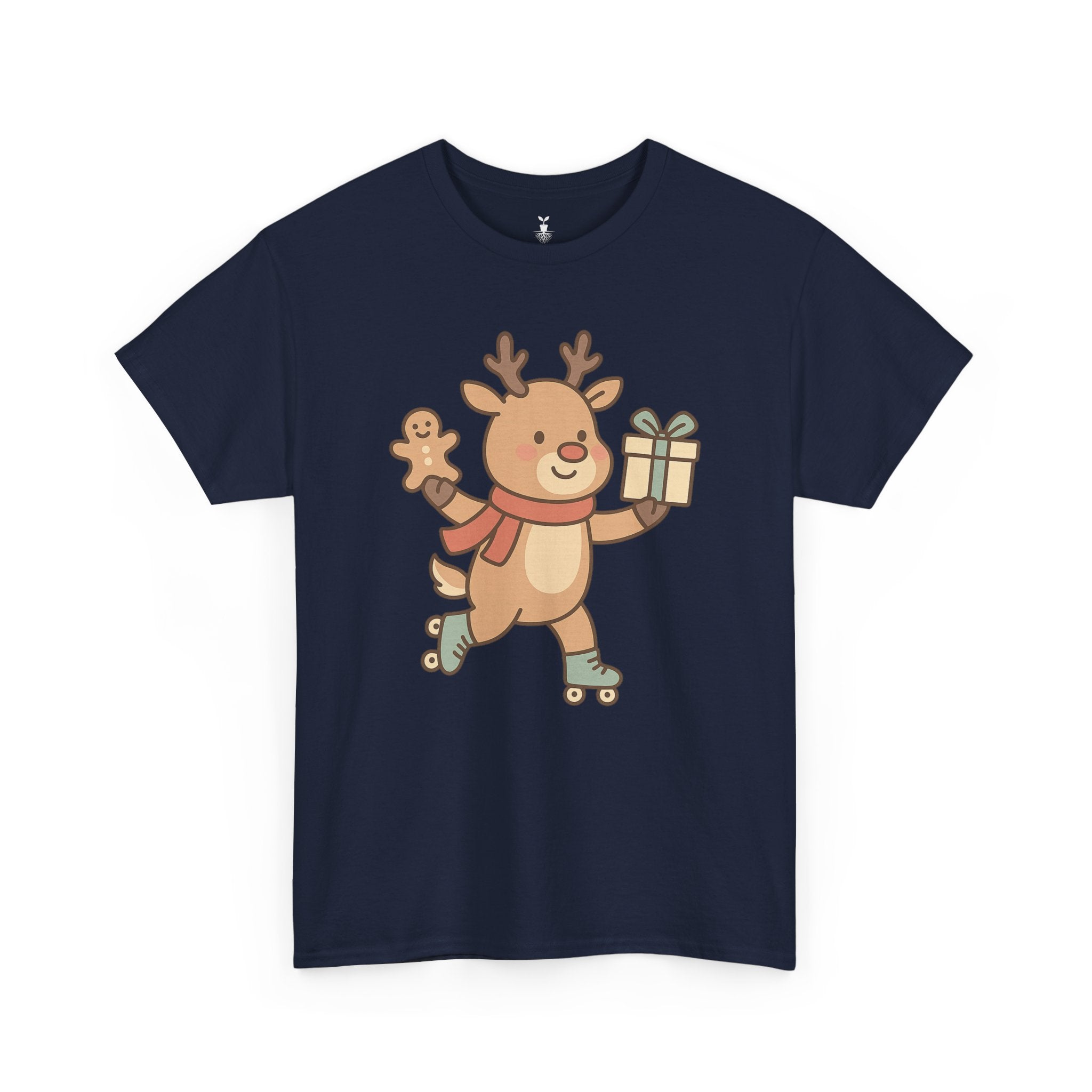 Christmas  Cute Reindeer with Gift & Gingerbread T-Shirt