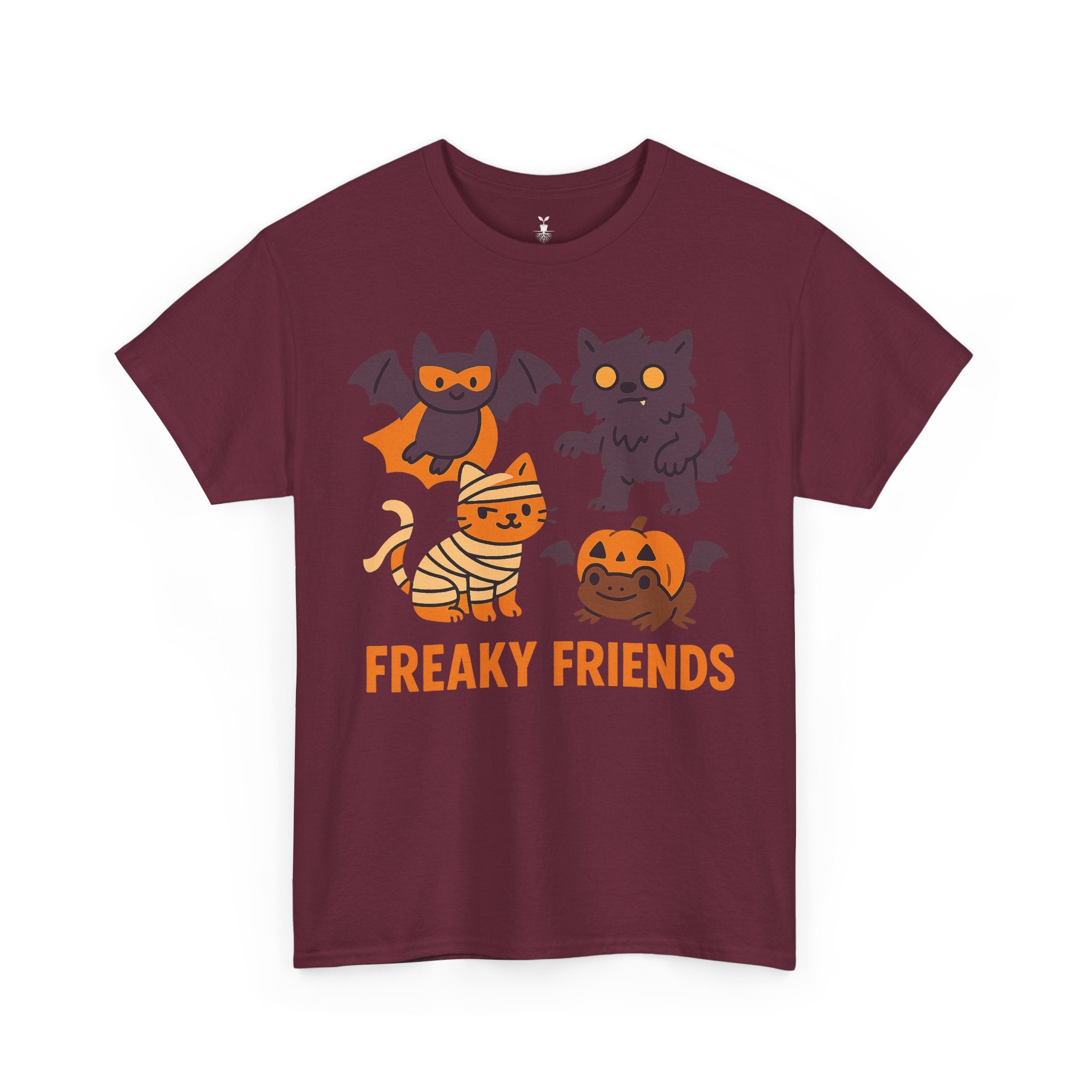 Freaky Friends Bat, Mummy Cat, Werewolf & Pumpkin T-Shirt
