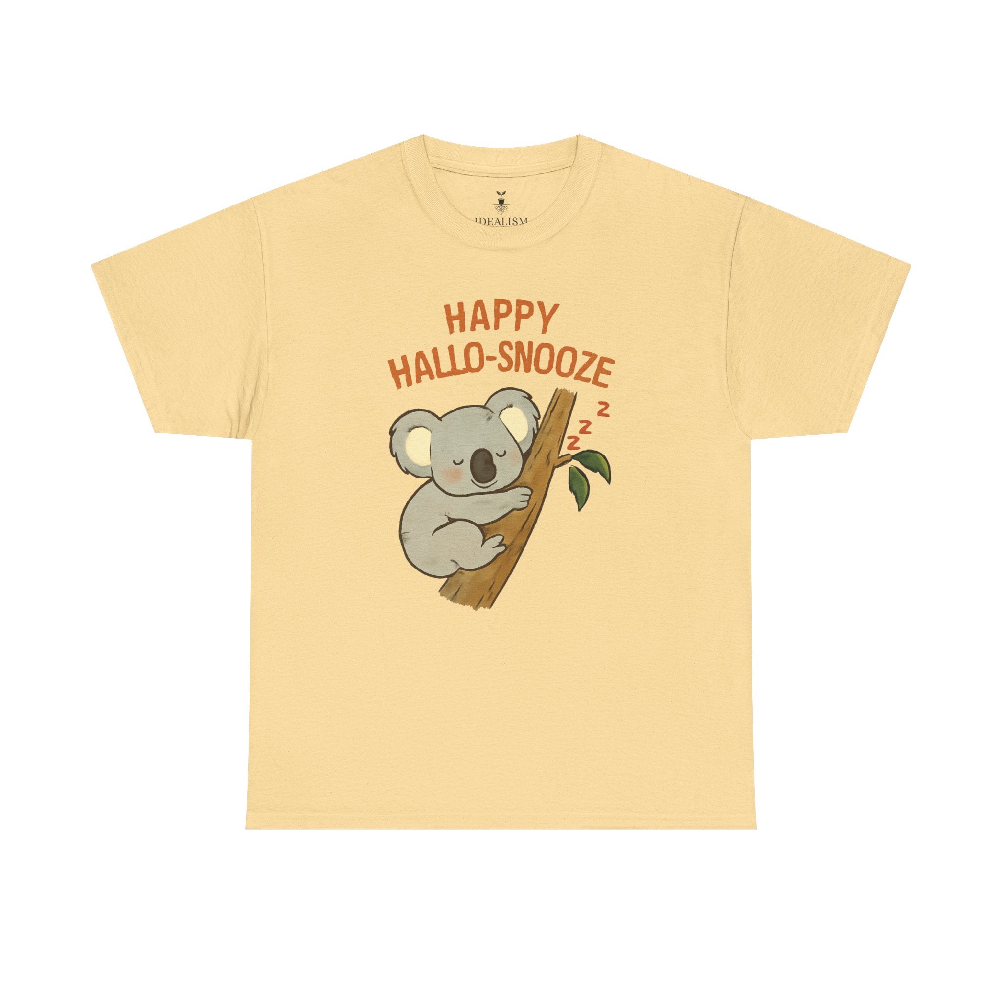 Happy Hallo-Snooze T-Shirt – Funny Sleeping Koala Halloween Graphic Tee, Cute Spooky Season Shirt with Autumn Vibes