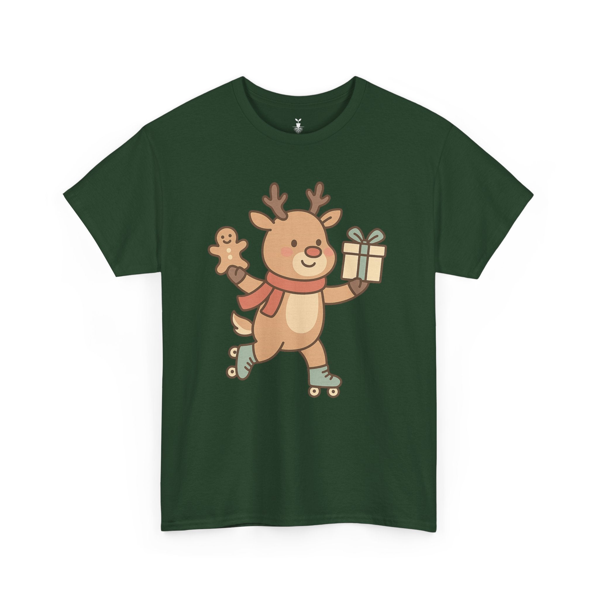 Christmas  Cute Reindeer with Gift & Gingerbread T-Shirt